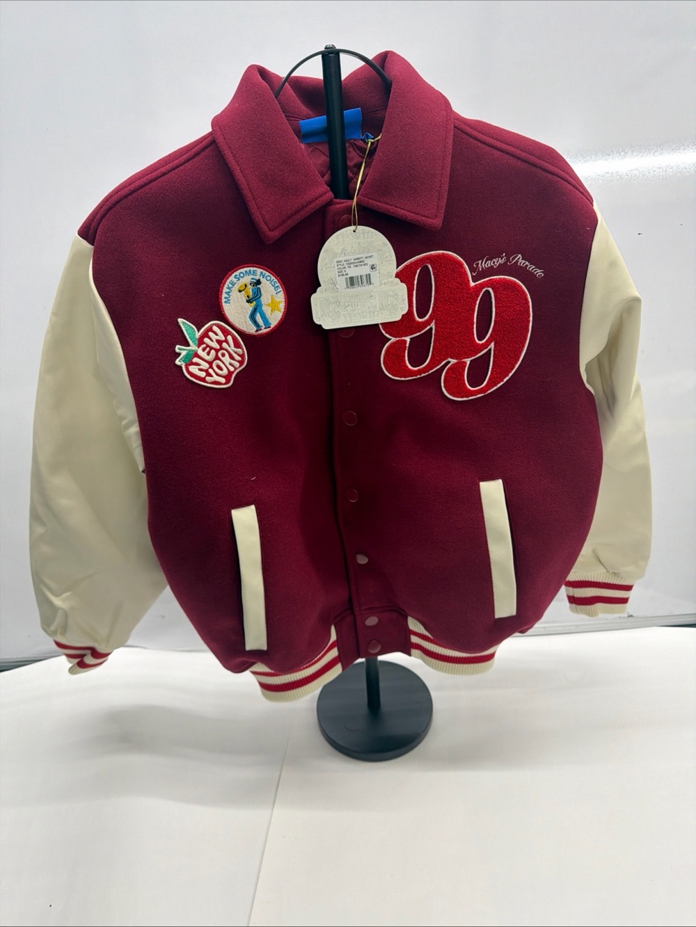 Macy's Maroon & Cream Adult Varsity Jacket with '99' Patch Limited Edition